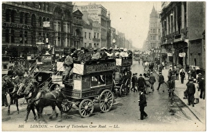 Corner of Tottenham Court Road, London - Horse Buses