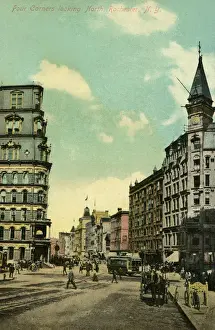 Corners Prints: Four Corners, looking North, Rochester, NY State, USA