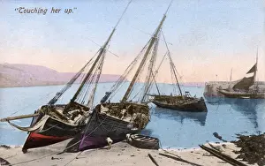 Touching Prints: Cornish coastal scene - Re-painting fishing boats