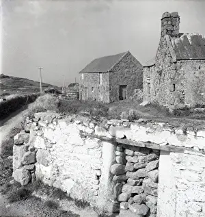 Farmhouse Prints: Cornish stone farmhouse and lane