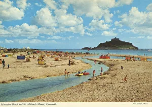 Marazion Prints: Cornwall - Marazion Beach and St. Michael's Mount