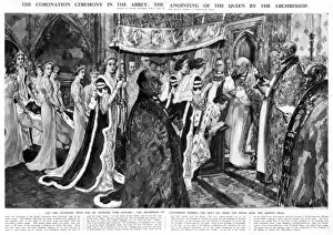 Albans Collection: Coronation 1937, anointing of Queen by Archbishop