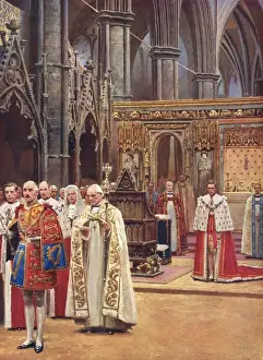 Lang Prints: Coronation 1937 - King George VI standing before the assembl