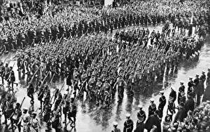 Rain Prints: Coronation 1953, Commonwealth army contingents marching in p