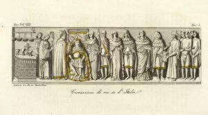 Biblioteca Gallery: Coronation of an ancient Italian king by the archbishop