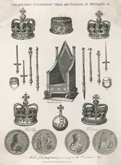 Coronations Prints: Coronation Chair & Regalia of England