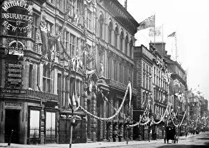 Coronation decorations, Dale Street, Liverpool, early 1900s