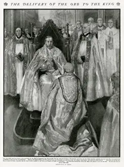 Sovereigns Prints: Coronation of George V, receiving the orb