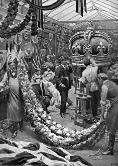 Coronations Prints: Coronation preparations at Harrods by Matania