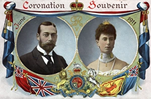 Images Dated 16th June 2016: Coronation Souvenir Postcard - King George V and Queen Mary