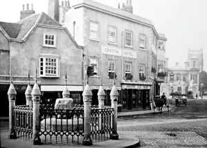 Coronation Stone and Griffin Hotel, Kingston on Thames