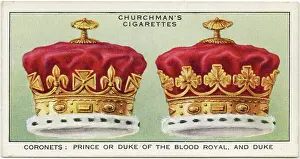 Worn Prints: Coronets worn by a Prince or Royal Duke (left) and by an ordinary duke (right) Date: 20th century