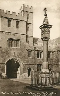 Quadrangle Prints: Corpus Christi College Quad and sundial, Oxford