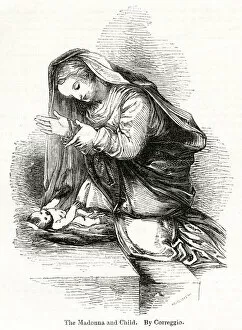 Correggio, Italian artist, detail of Madonna and Child