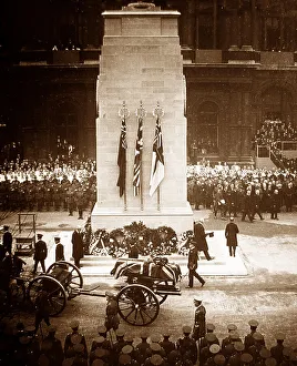Cortege of the Unknown Warrior passing the cenotaph
