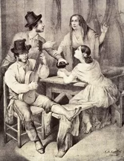 Romanticismo Collection: CORTELLINI, ngel Mar�(1819-1887). Bar scene