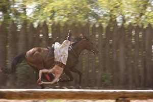 Images Dated 24th August 2009: Cossack riding a horse, Zaporozhye, Ukraine