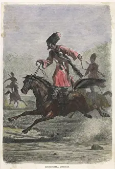COSSACK STANDS ON HORSE