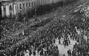 Revolutionaries Prints: Cossacks and crowds during Revolution, Petrograd, Russia