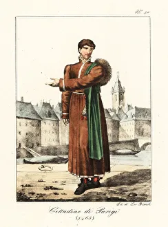 Seine Prints: Costume of a bourgeois man of Paris, 1465