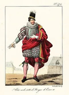Plumed Hat Prints: Costume of a bourgeois man in the reign of King Henry IV