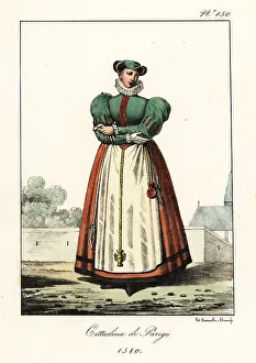 Keys Prints: Costume of a bourgeoise lady of Paris, 1580