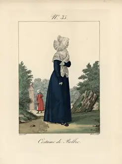 Havre Prints: Costume of Caen The woman has fixed her bavolet
