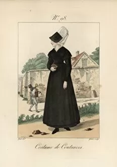 Alsation Gallery: Costume of Coutances Woman in mourning habit