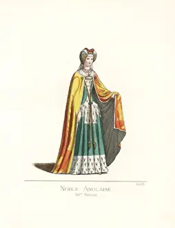 Camillebonnard Prints: Costume of an English noblewoman, 14th century