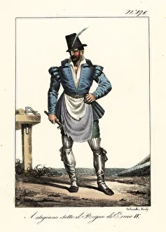 Artisan Prints: Costume of a French artisan, circa 1600