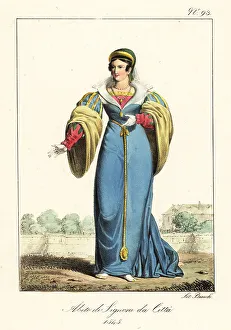 Italian Edition Prints: Costume of a French bourgeois lady, 1545
