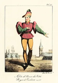 Italian Edition Prints: Costume of a French bourgeois man, 1440