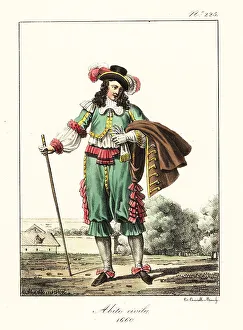 1660 Prints: Costume of a French gentleman, 1660