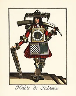 Diversion Prints: Costume of a French ivory turner with elephant tusk, 1700