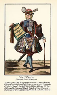 Fans Prints: Costume of a French mask seller, 1700