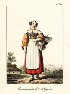 17th Century Prints: Costume of a French peasant, 17th century