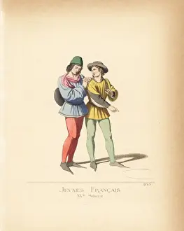 Tournamentbook Prints: Costume of French youths, 15th century