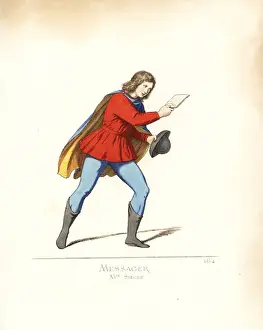Chlamys Prints: Costume of an Italian messenger, 15th century