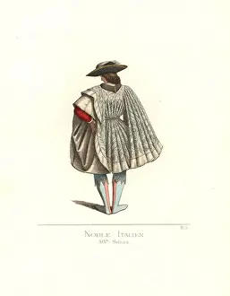 1861 Prints: Costume of an Italian noble man, 14th century