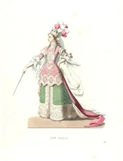 Costume of an Italian noble woman, 14th century