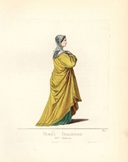Costume of an Italian noble woman, 14th century Costume of an Italian noble woman, 14th century