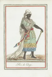 1792 Prints: Costume of a king of Congo, Africa