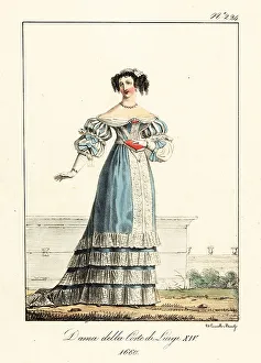 1660 Prints: Costume of a lady at the court of King Louis XIV of France, 1660