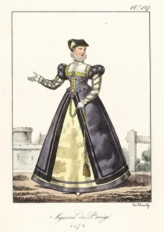 1572 Prints: Costume of a lady of Paris, 1572