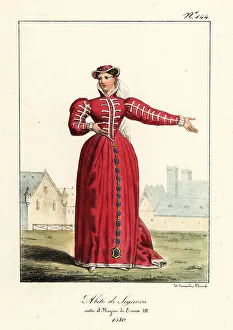 Costume of a lady in the reign of King Henry III of France, 1580