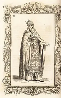 16th Century Prints: Costume of legendary Christian patriarch Prester John