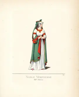 Levyfils Prints: Costume of a matron of Florence, 15th century