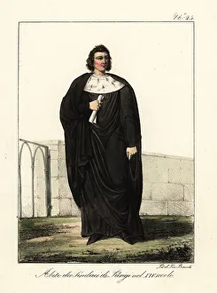 14th Century Prints: Costume of a mayor of Paris, 14th century