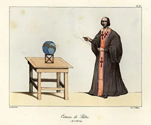 Bossange Prints: Costume of a Medieval priest, 9th century