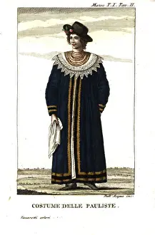 Paulo Prints: Costume of a Paulista, woman of Sao Paulo, Brazil